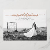 Pas getrouwd met kerstmis foto folie feestdagenkaart (Voorkant)