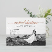 Pas getrouwd met kerstmis foto folie feestdagenkaart (Staand Voorkant)