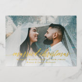 Pas getrouwd met kerstmis foto folie feestdagenkaart (Voorkant)
