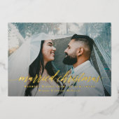 Pas getrouwd met kerstmis foto folie feestdagenkaart (Voorkant)