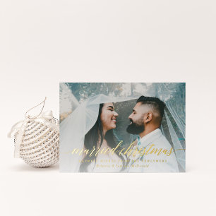 Pas getrouwd met kerstmis foto folie feestdagenkaart