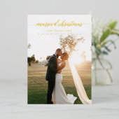 Pas getrouwd met kerstmis foto folie feestdagenkaart (Staand Voorkant)