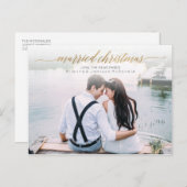 Pas getrouwd met kerstmis foto | Gold Script Feestdagenkaart (Voorkant / Achterkant)