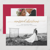 Pas getrouwd met kerstmis foto | Goud Feestdagenkaart (Voorkant / Achterkant)