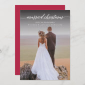 Pas getrouwd met kerstmis foto | wit feestdagenkaart (Voorkant / Achterkant)