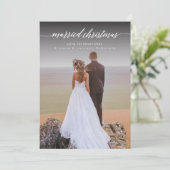 Pas getrouwd met kerstmis foto | wit feestdagenkaart (Staand voorkant)