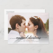 Pas getrouwd met kerstmis foto | Zwart Feestdagenkaart (Voorkant / Achterkant)