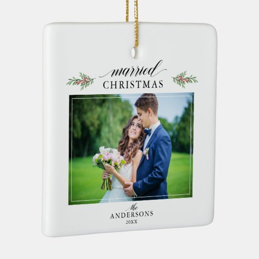 Pas getrouwd met kerstmis keramisch ornament (Rechts)