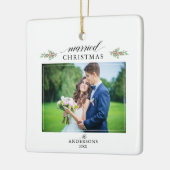 Pas getrouwd met kerstmis keramisch ornament (Links)