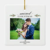 Pas getrouwd met kerstmis keramisch ornament (Achterkant)