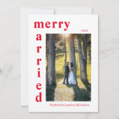 Pas getrouwd met vrolijk en gehuwd kerstfeest feestdagenkaart (Voorkant)