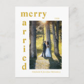 Pas getrouwd met vrolijk en gehuwd kerstfeest feestdagenkaart (Voorkant)