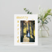 Pas getrouwd met vrolijk en gehuwd kerstfeest folie feestdagen briefkaart (Staand Voorkant)