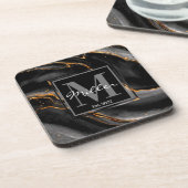 Pas getrouwd met zwarte en goudkleuren bier onderzetter (Linkerzijde)