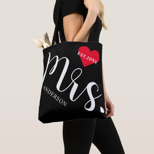 Pas getrouwd mevrouw Black and White Tote Bag (Dichtbij)