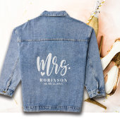 Pas getrouwd mevrouw bruiloft bruid denim jas denim jacket