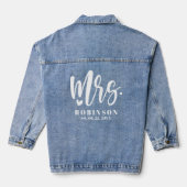 Pas getrouwd mevrouw bruiloft bruid denim jas jacket (Achterkant)