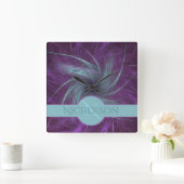 Pas getrouwd Monogram Aangepaste naam Abstract Spi Vierkante Klok (Huis)