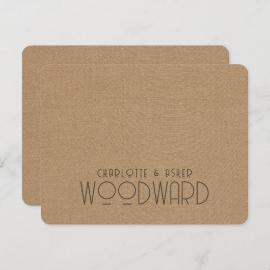 Pas getrouwd Monogram bruin reliëftextuur Notitiekaartje (Voorkant / Achterkant)