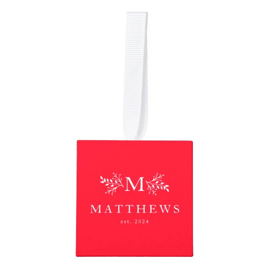 Pas getrouwd monogram eerste kerstfoto ornament (Voorkant)