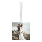 Pas getrouwd monogram eerste kerstfoto ornament (Rechts)