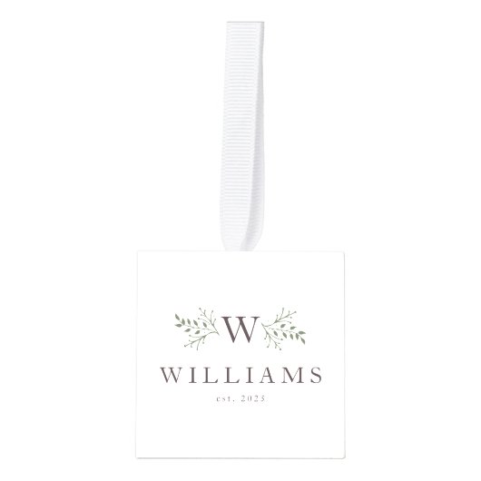 Pas getrouwd monogram eerste kerstfoto ornament (Voorkant)