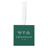 Pas getrouwd monogram groene eerste kerstfoto decoratie (Voorkant)