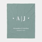 Pas getrouwd Monogram Sage Green Fleece Blanket Deken (Voorkant)