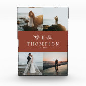 Pas getrouwd monogram terracotta vier afbeelding fotoblokken (Voorkant)