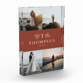 Pas getrouwd monogram terracotta vier afbeelding fotoblokken (Links)