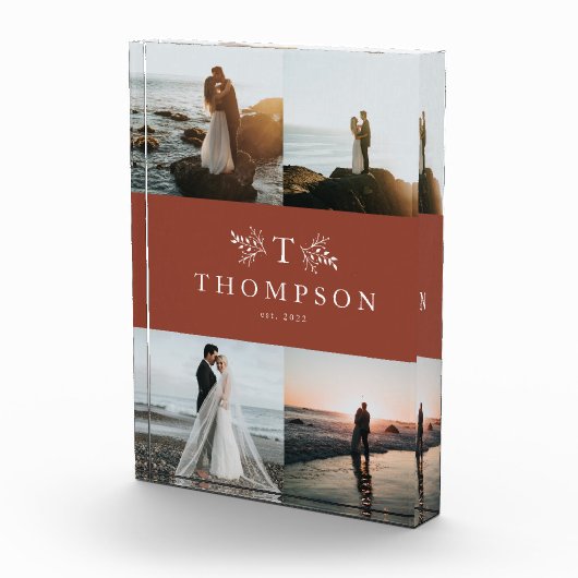 Pas getrouwd monogram terracotta vier afbeelding fotoblokken (Rechts)