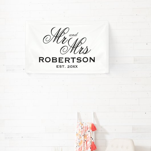 Pas getrouwd Mr. en Mrs. aangepast trouwbanner-tek Spandoek (Insitu)