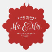 Pas getrouwd Mr. en Mrs. elegante rode kerstfoto Ornament Kaart (Voorkant)