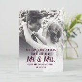 Pas getrouwd Mr. en Mrs. First-kerstfoto Feestdagenkaart (Staand voorkant)