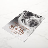 Pas getrouwd Mr. en Mrs. First-kerstfoto Folie Feestdagenkaart (Gedraaid)