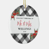 Pas getrouwd Mr. en Mrs. Keramisch Ornament (Rechts)