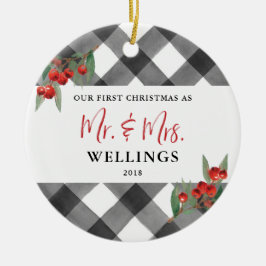 Pas getrouwd Mr. en Mrs. Keramisch Ornament