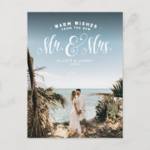 Pas getrouwd Mr en Mrs vakantiefoto briefkaart