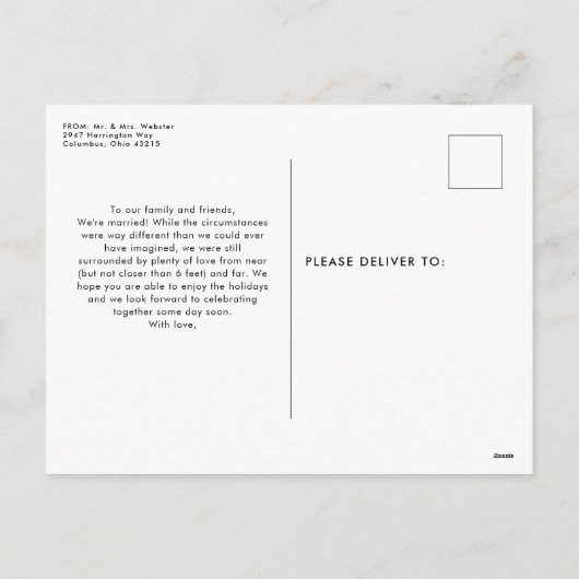 Pas getrouwd Mr en Mrs vakantiefoto briefkaart (Achterkant)