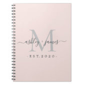 Pas getrouwd Mr. Mrs. Monogram Namen Jaar Zilver R Notitieboek (Voorkant)