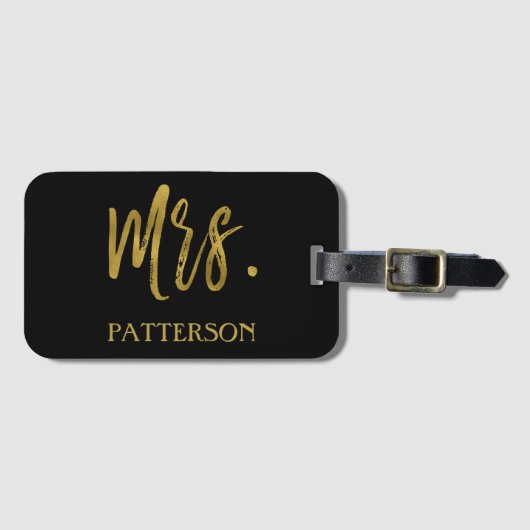 Pas getrouwd Mrs. Achternaam Bagage Bag Label Bagagelabel (Voorkant (horizontaal))