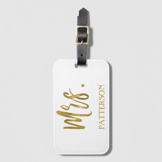 Pas getrouwd Mrs. Achternaam Bagage Bag Label Bagagelabel (Voorkant (verticaal))