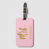 Pas getrouwd Mrs. Achternaam Bagage Bag Label Bagagelabel (Voorkant (verticaal))