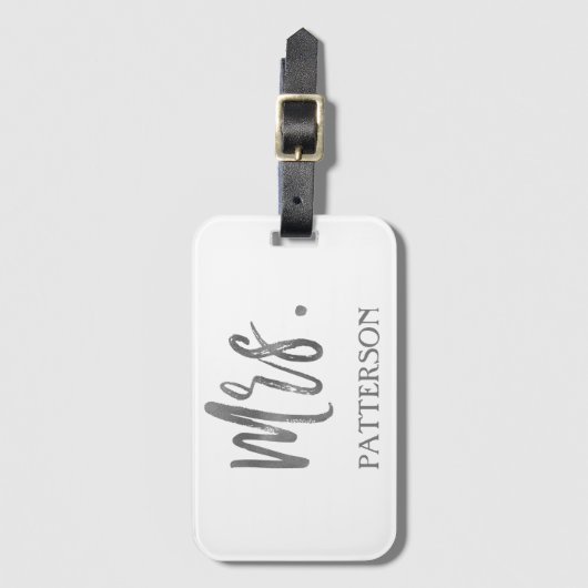 Pas getrouwd Mrs. Achternaam Bagage Bag Label Bagagelabel (Voorkant (verticaal))