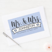 Pas getrouwd Naam Witte banner Rechthoekige Sticker (Envelop)