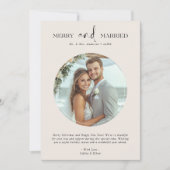 Pas getrouwd net getrouwd en vrolijk kerst ivoor feestdagenkaart (Voorkant)