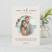 Pas getrouwd net getrouwd en vrolijk kerst ivoor feestdagenkaart (Staand voorkant)