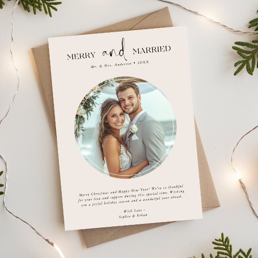 Pas getrouwd net getrouwd en vrolijk kerst ivoor feestdagenkaart