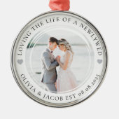Pas getrouwd net getrouwd Foto Keepsake Metalen Ornament (Voorkant)