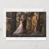 Pas getrouwd net getrouwd kerst bruiloft foto feestdagenkaart (Voorkant)